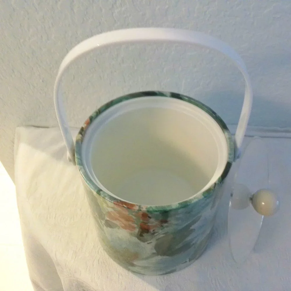 Vintage Kraftware Elegance Green Floral Ice Bucket